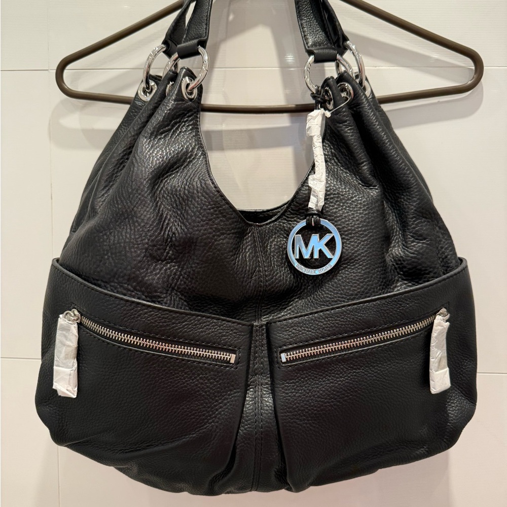 Michael Kors Black Hobo Bag with Silver Details
